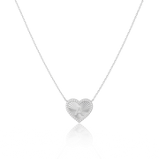 Rhodium Plated Silver Heart Initial Necklace AW24N008B