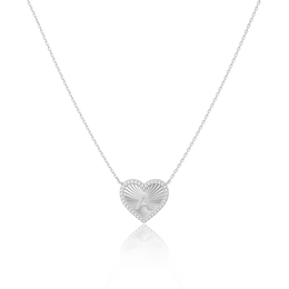 Rhodium Plated Silver Heart Initial Necklace AW24N008B