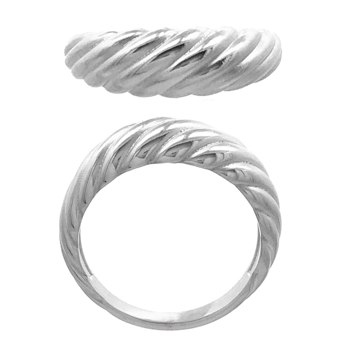 Casablanca Silver Ribbed Ring