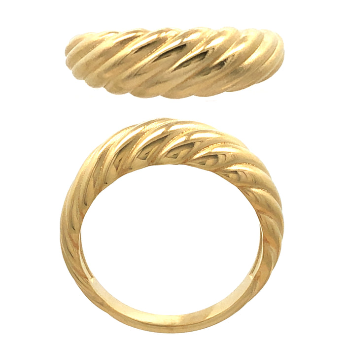 Casablanca Gold Plated Ribbed Ring