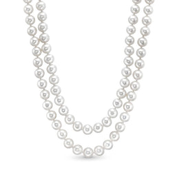 Belpearl Silver 6.5-7mm Double Strand Freshwater Pearl Necklace
