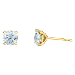 10KT Yellow Gold 1.50CT Lab Grown Round Diamond Stud Earrings