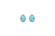 Casablanca Silver & Aquamarine Crystal Pear Stud Earrings