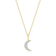 Monte Luna Sterling Silver Crescent Moon Lab Grown Diamond Necklace