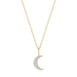 Monte Luna Sterling Silver Crescent Moon Lab Grown Diamond Necklace