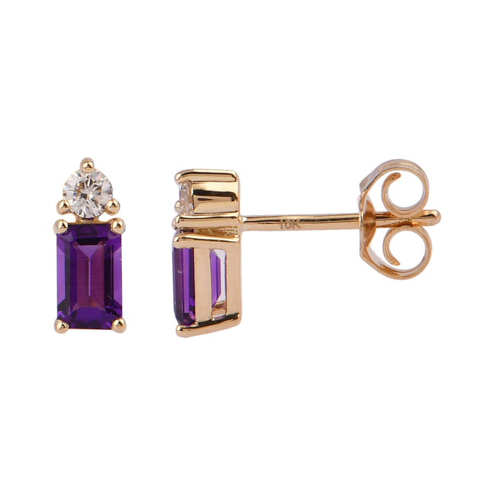 Lab Grown Diamond & Emerald Cut Amethyst Earrings