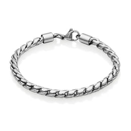 Steelx Stainless Steel 4.5mm Round Interlock Men's Chain Bracelet