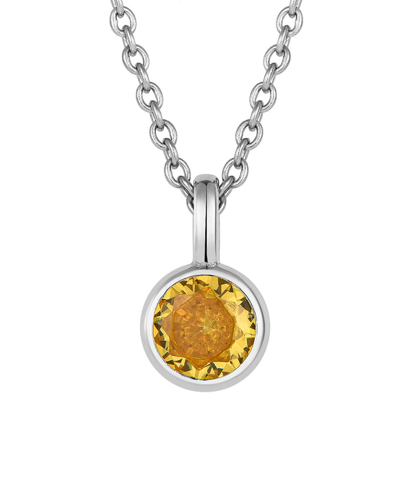 Casablanca Sterling Silver Bezel-Set CZ Birthstone Pendant Necklace