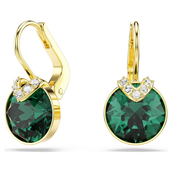 Swarovski Gold Tone Bella V Drop Earrings: Green