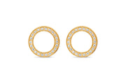 Casablanca Gold Plated CZ Circle Stud Earrings