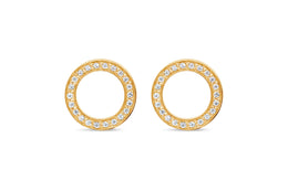 Casablanca Gold Plated CZ Circle Stud Earrings
