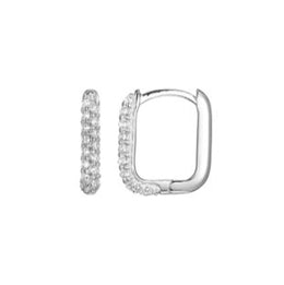 Casablanca Rhodium Plated Silver Tone CZ Hoop Earrings
