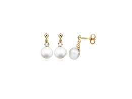 Casablanca Yellow Gold Plated CZ Pearl Drop Earrings