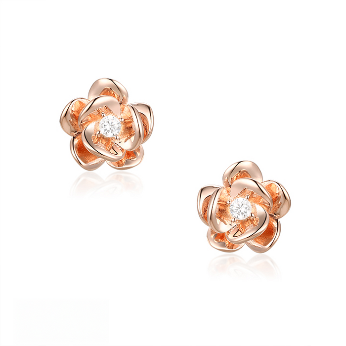 Casablanca Two-Tone Flower Stud Earrings