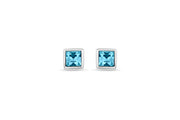 Casablanca Silver & Aquamarine Crystal Stud Earrings