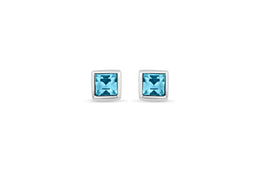 Casablanca Silver & Aquamarine Crystal Stud Earrings