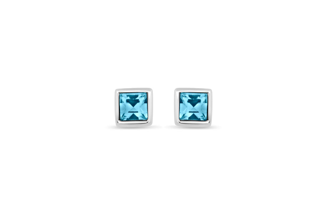 Casablanca Silver & Aquamarine Crystal Stud Earrings