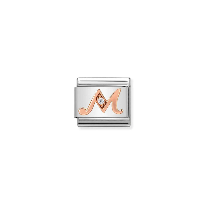 Nomination Italy Classic Link Letter M with Rose Gold and CZ