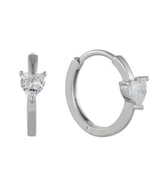 Casablanca Sterling Silver Single Heart Hoop Earrings