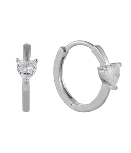 Casablanca Sterling Silver Single Heart Hoop Earrings