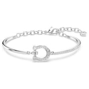 Swarovski Symbolica Silver Tone Rhodium Plated Horseshoe Bangle Bracelet