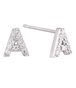 Casablanca Sterling Silver Initial Stud Earrings