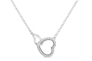 Casablanca Silver CZ Double Heart Necklace
