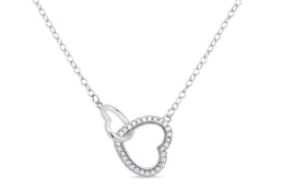 Casablanca Silver CZ Double Heart Necklace