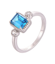 Casablanca Emerald Cut Sterling Silver Birthstone Ring