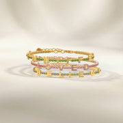 Aquamarine Birthstone Tennis Bracelet 18K Yellow Gold SB001B