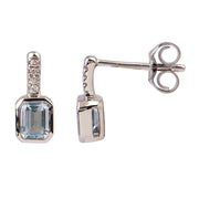 Lab Grown Diamond & Emerald Cut Blue Topaz Earrings