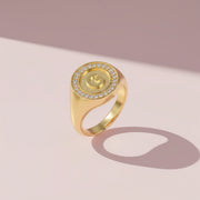 18K Yellow Gold Plated Silver Monogram Initial Ring SS25R001G