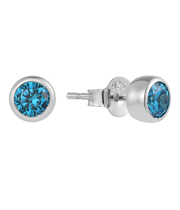 Casablanca Sterling Silver Bezel Birthstone Stud Earrings