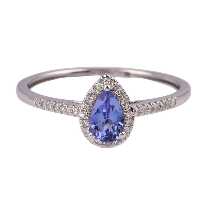 10kt White Gold & Lab Grown Tanzanite Ring