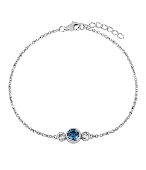 Casablanca Sterling Silver 3-Stone Bezel Birthstone Bracelet