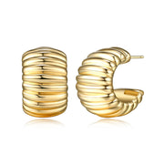 Casablanca Ribbed Hoop Earrings: Gold Plated