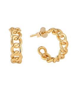 Casablanca Yellow Gold Plated Linked Half Hoop Stud Earrings