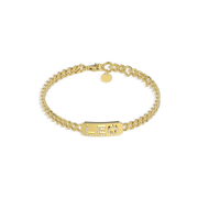 18k Yellow Gold Plated Silver Pavé Letter ID Bar Curb Chain Bracelet His & Hers ID Bar AW24B001G