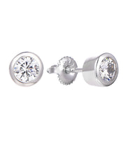 Casablanca Sterling Silver CZ Bezel Stud Earrings