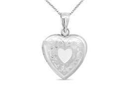 Casablanca Sterling Silver Floral Butterfly Heart Locket Necklace