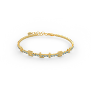 Aquamarine Birthstone Tennis Bracelet 18K Yellow Gold SB001B
