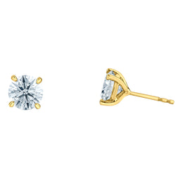 10KT Yellow Gold 2.00CT Lab Grown Round Diamond Stud Earrings
