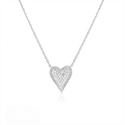 Casablanca Silver CZ Heart Necklace