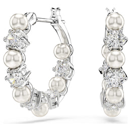 Swarovski Matrix Hoop Crystal & Pearl Earrings