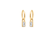 Casablanca Yellow Gold Plated CZ Emerald Cut Hoop Earrings