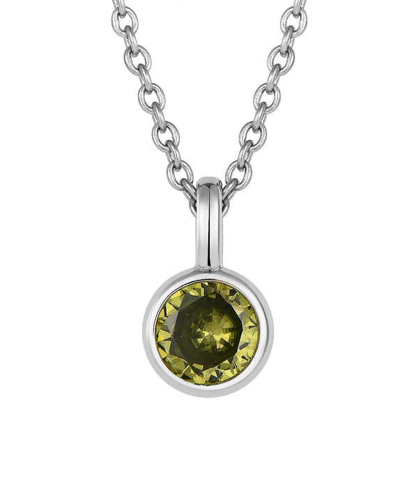 Casablanca Sterling Silver Bezel-Set CZ Birthstone Pendant Necklace