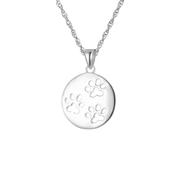 Casablanca Sterling Silver Paw Print Disc Necklace