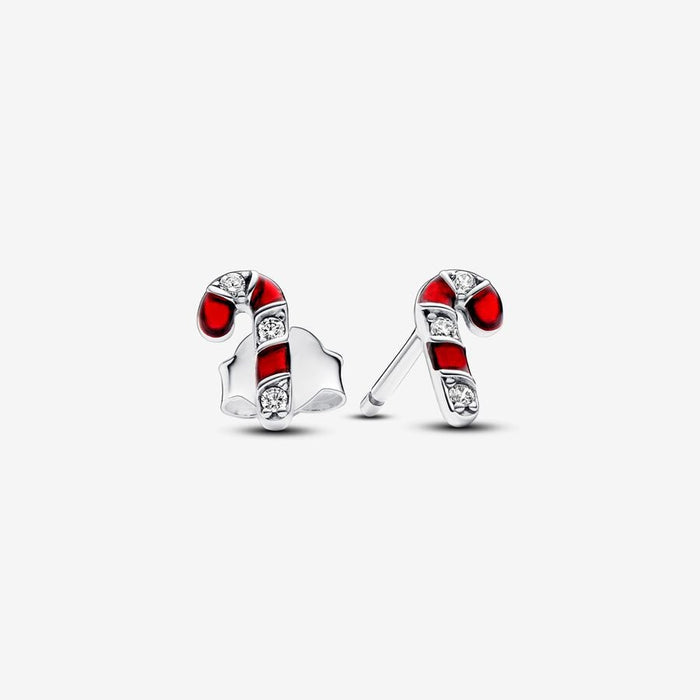 Pandora Sparkling Red Candy Cane Stud Earrings