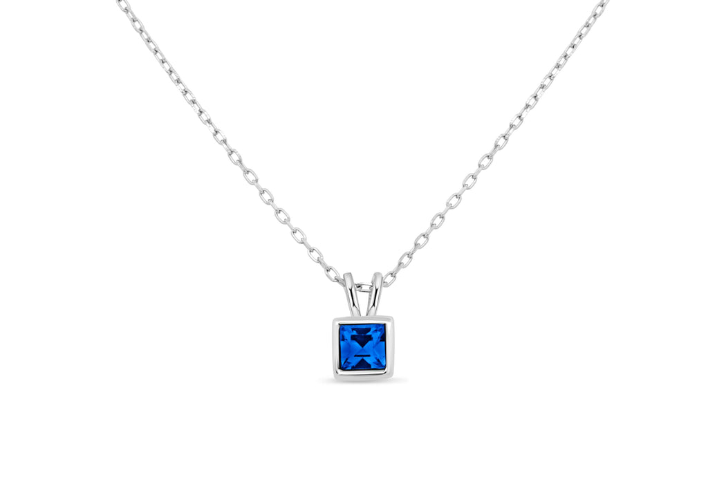 Casablanca Sapphire Crystal Square Necklace