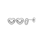 Casablanca Sterling Silver Puffed Heart Stud Earrings